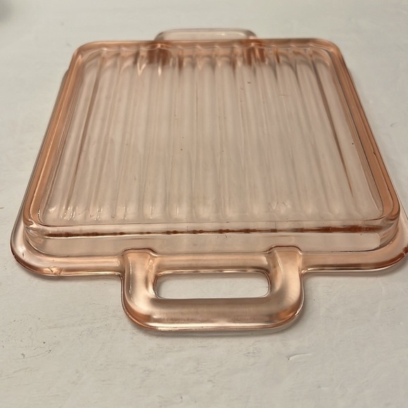 Vintage Pink Depression Glass MCM Tray with Handles - Picture 3 of 6